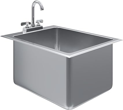 Premium Quality Stainless Steel Compartment Drop-In Sink for Kitchen, Laundry and Garage | Commercial Sink for Restaurant | NSF Certified (1 Bowl 16' x 20' x 12' with Faucet)