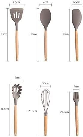 Kitchen Utensils Set, Cooking Utensils Set Silicone Kitchen Utensils Gadgets Wood Handle Cooking Tools Kitchenware Set Spatula Shovel Spoon Home