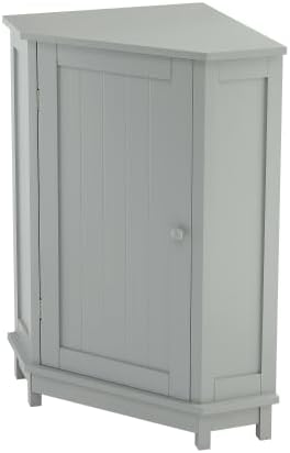 Bellemave Corner Bathroom Cabinet with Door and 2-Tier Adjustable Shelves, Floor Corner Storage Cabinet, Triangle Short Cabinets for Bathroom, Living Room (Grey)