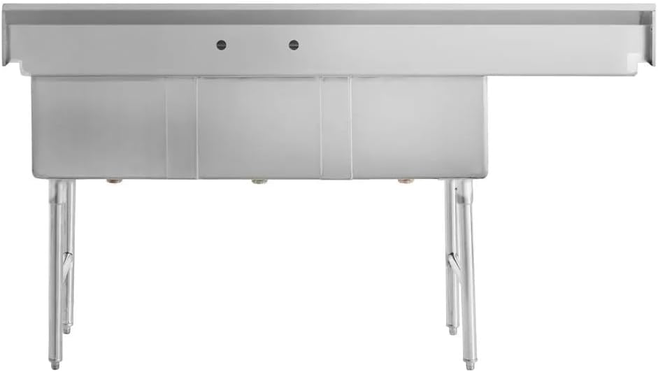 Kratos 29N-057 Three-Bowl Compartment Sink, 17'Wx17'Lx12'H Bowl Size, Drainboard on Left