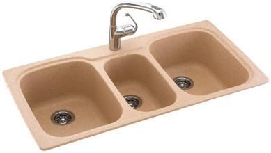 Swanstone KS04422TB.060 1 Hole Solid Surface Kitchen Sink, 22' x 44', Winter Wheat