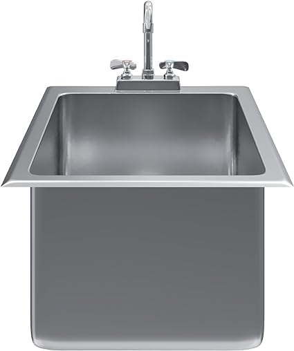 Premium Quality Stainless Steel Compartment Drop-In Sink for Kitchen, Laundry and Garage | Commercial Sink for Restaurant | NSF Certified (1 Bowl 16' x 20' x 12' with Faucet)