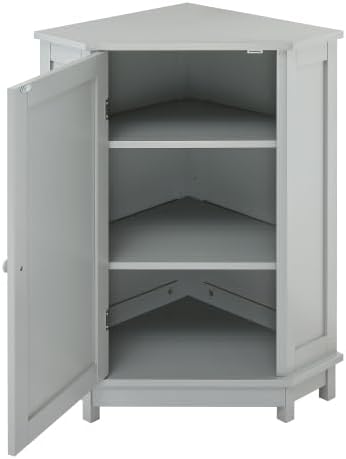 Bellemave Corner Bathroom Cabinet with Door and 2-Tier Adjustable Shelves, Floor Corner Storage Cabinet, Triangle Short Cabinets for Bathroom, Living Room (Grey)