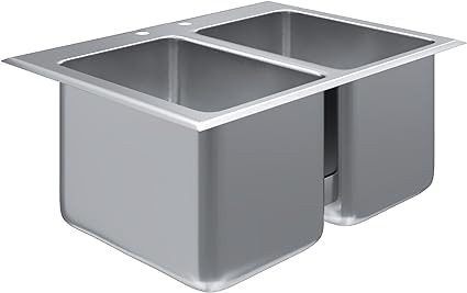Premium Quality Stainless Steel Compartment Drop-In Sink for Kitchen, Laundry and Garage | Commercial Sink for Restaurant | NSF Certified (2 Bowl 10' x 14' x 10' No Faucet)