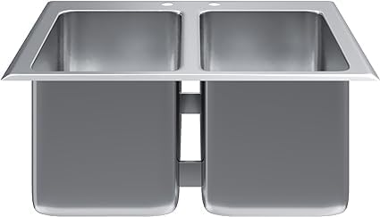 Premium Quality Stainless Steel Compartment Drop-In Sink for Kitchen, Laundry and Garage | Commercial Sink for Restaurant | NSF Certified (2 Bowl 10' x 14' x 10' No Faucet)