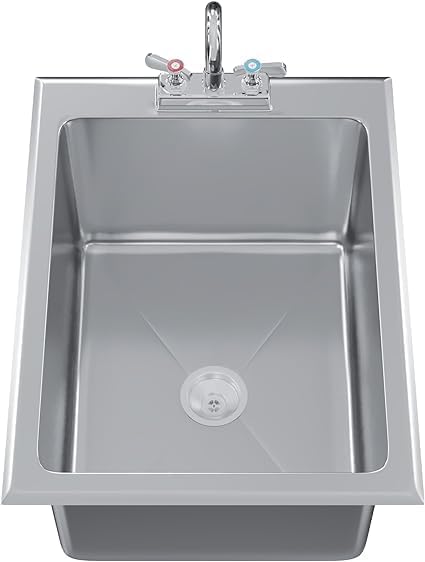 Premium Quality Stainless Steel Compartment Drop-In Sink for Kitchen, Laundry and Garage | Commercial Sink for Restaurant | NSF Certified (1 Bowl 16' x 20' x 12' with Faucet)