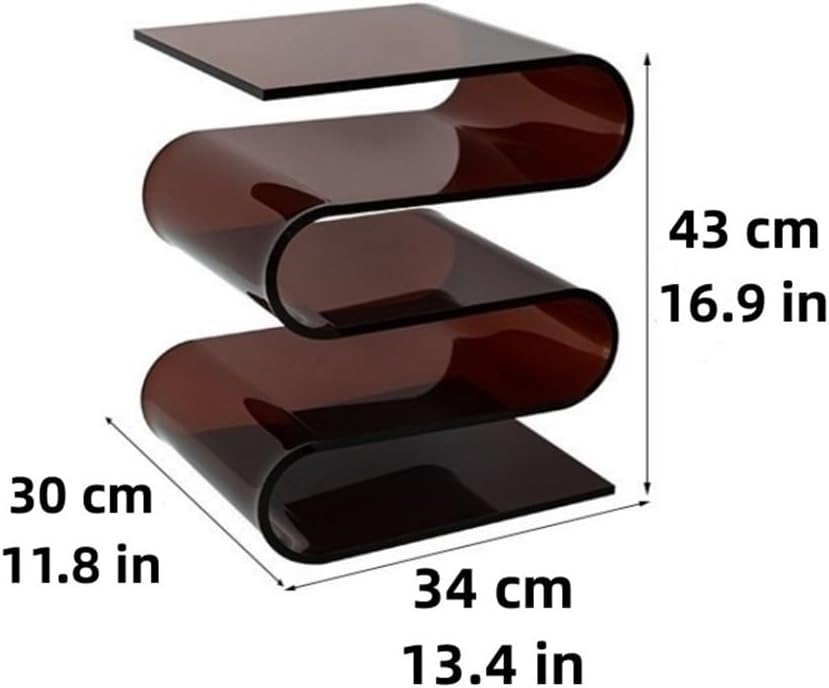 Modern Acrylic Side Table, Multi-Layer Book Shelf with Storage Space, Bedside Table Suitable for Bedroom, Living Room and Office(Black)