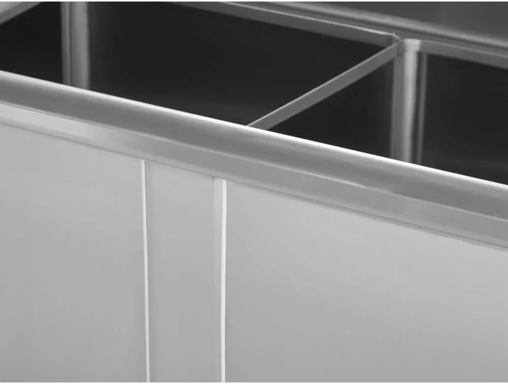 Kratos 29N-057 Three-Bowl Compartment Sink, 17'Wx17'Lx12'H Bowl Size, Drainboard on Left