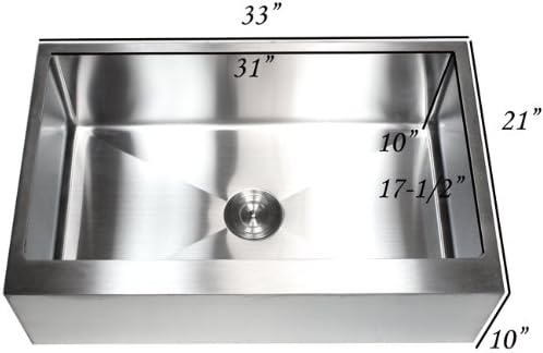 Ariel 33' x 21' Stainless Steel Single Bowl Farmhouse Kitchen Sink