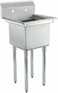 Empura 23' Wide Stainless Steel One Compartment Commercial Sink | Prep Utility 15 x 15 Bowl for Restaurant Laundry Garage | 3.5' Drain Basket, 9.75' Backsplash, 23'W x 23.5'D x 44.25'H, 18 Gauge, NSF