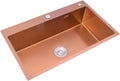 Kitchen Sink Single Bowl Kitchen Bar Sink 304 Stainless Steel RV Sink with Drain Top Mount Or Undermount Bar Sink Or Outdoor Sink (Color : Rose Gold, Size : 68x45x21cm) (Rose Gold 60x45x21cm)