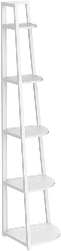 Tribesigns 70 inch Tall Corner Shelf, 5 Tier Modern Corner Bookshelf Bookcase Industrial Corner Ladder Shelf Plant Stand for Living Room, Kitchen, Home Office (White)