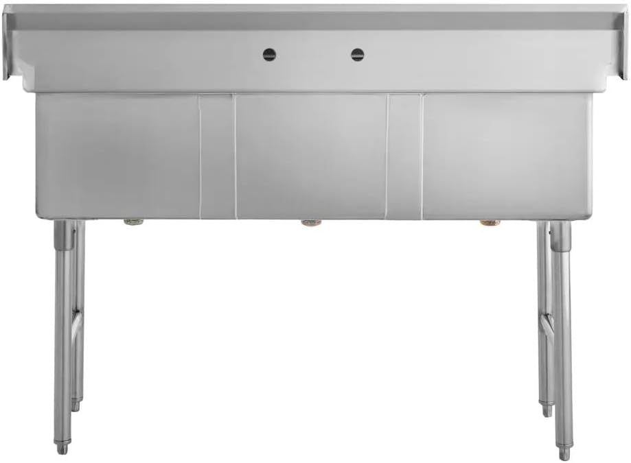 Kratos 56' 16-Gauge Stainless Steel Three Compartment Sink - 17'x17'x12' Bowls