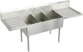 Elkay WNSF8372LR0 Commercial 120' x 27-1/2' Floor Mount Triple Compartment Scullery Sink