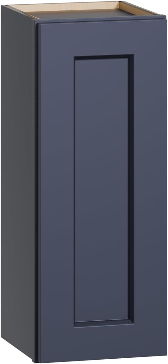 Blue Solid Wood Single Door Wall Cabinet 1 Door and 2 Shelves for Kitchen Storage, Bathroom Storage, Laundry,Adjustable Shelves Ready to Assemble(15'W×12'D×30'H)