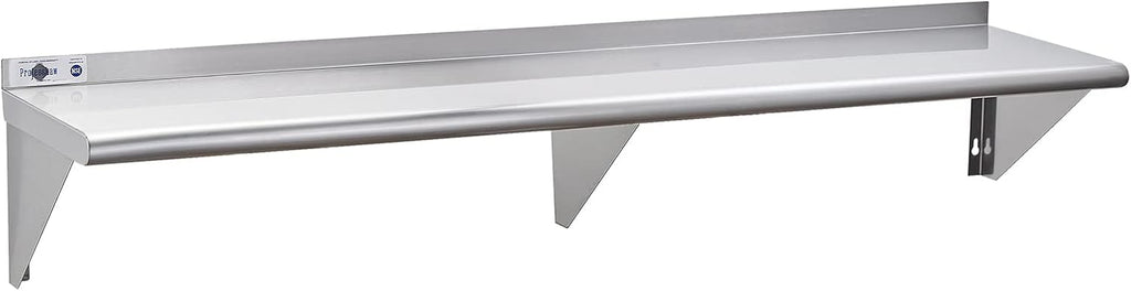 Profeeshaw NSF Stainless Steel Shelf 14' x 72', 450 lb Commercial Shelves Wall Mounted Metal Shelving with Backsplash and 2 Brackets for Restaurant, Bar, Utility Room, Kitchen and Garage