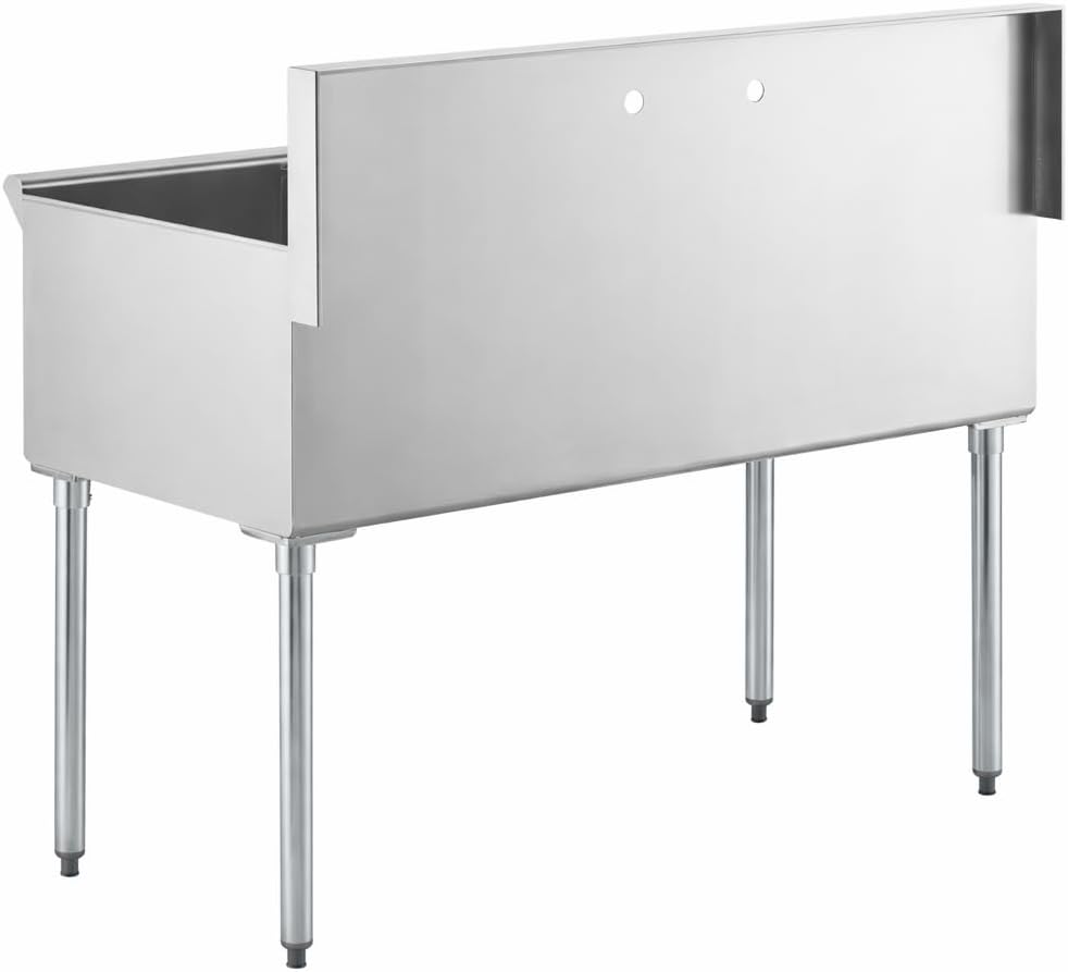 Commercial Stainless Steel Utility Sink with Backsplash, Triple 16' x 21' x 14' Deep Bowls, 16-Gauge Construction - for Janitorial Area, Commercial Kitchen, Garage, Laundry Room