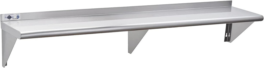 Profeeshaw NSF Stainless Steel Shelf 12' x 72', 345 lb Commercial Shelves Wall Mounted Metal Shelving with Backsplash and 2 Brackets for Restaurant, Bar, Utility Room, Kitchen and Garage