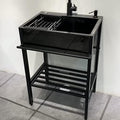 Freestanding Utility Sink,Free Standing Stainless Steel Sink, Outdoor Portable Handwashing Station Sink, Single Bowl Kitchen Sinks, Kitchen Utility Sink for(80x45x86cm