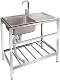 Freestanding Utility Sink,Stainless Steel Utility Sink Freestanding Single Bowl Kitchen Sinks with Hot Cold Water Tap and Drainer Unit Durable Utility Washi(Hot and Cold a-75x40x76cm