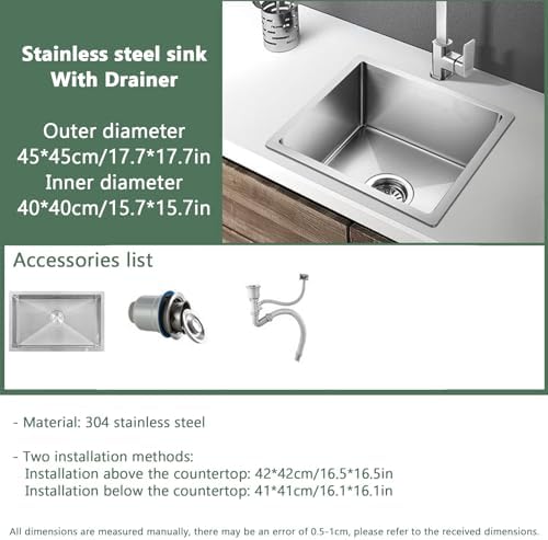 Freestanding Utility Sink,Outdoor Sink Set,Undermount Kitchen Sink,Drop in Stainless Steel Kitchen Sink,Single Bowl Kitchen Sink with Drainage Device,Workst(Set 1
