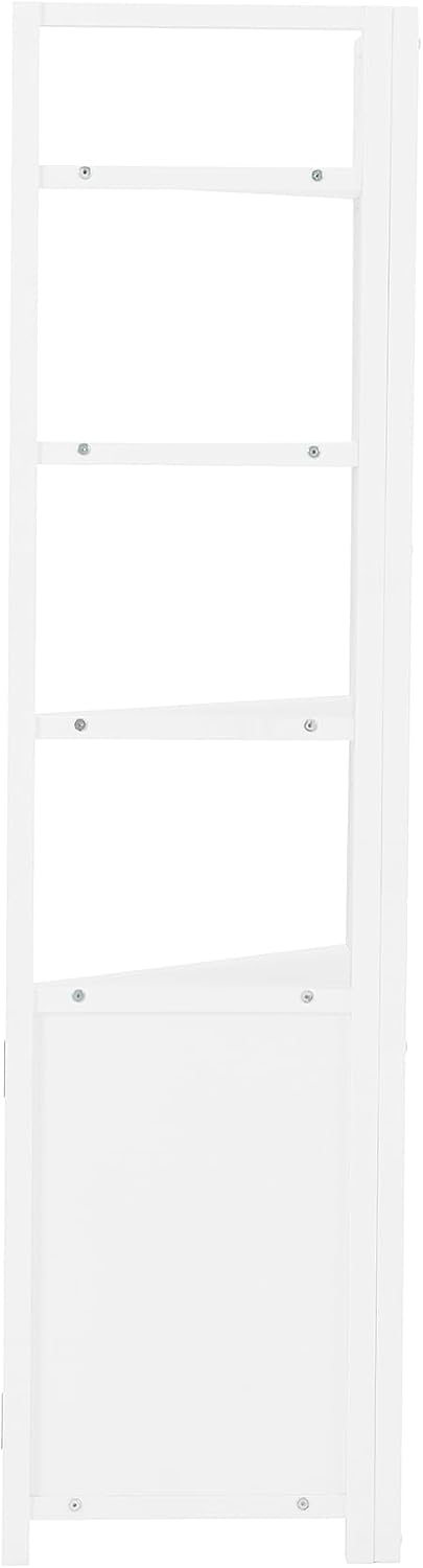 Alaterre Furniture Dover Corner Bathroom Storage Cabinet – 25' x 68' Tall Freestanding Corner Cabinet with 2 Doors, Open Shelves, Adjustable Inside Shelving, and Space-Saving Design (White)