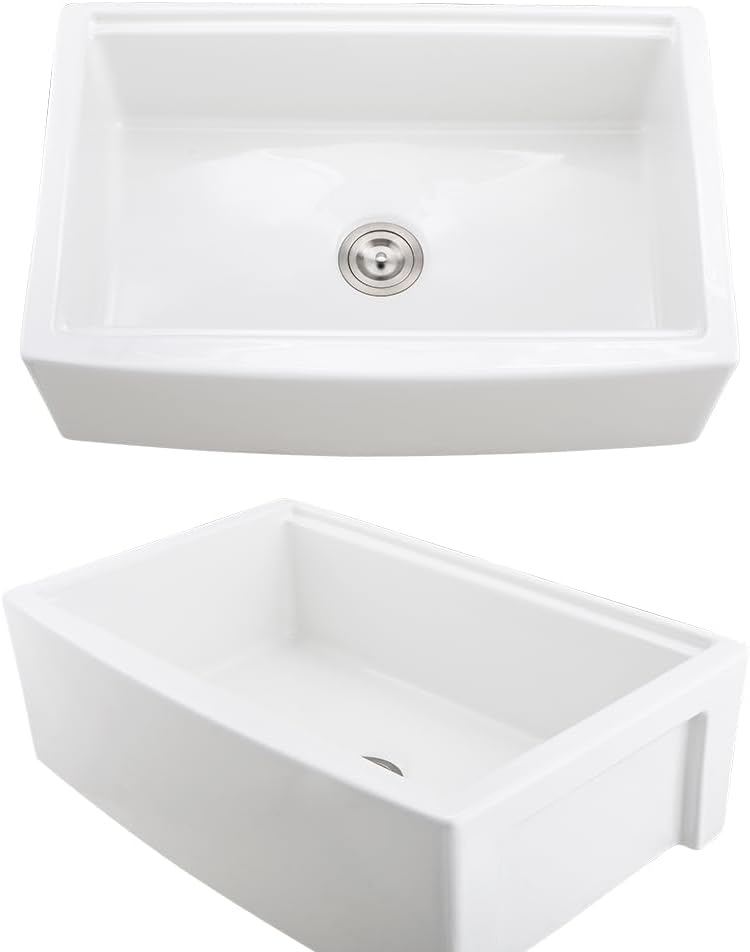33 Inch White Farmhouse Sink Workstation-VASOYO 33 x 21 Apron Front Farm Sink White Fireclay Farmhouse Kitchen Sinks Workstation Single Bowl Deep Kitchen Sinks Undermount with Cutting Board