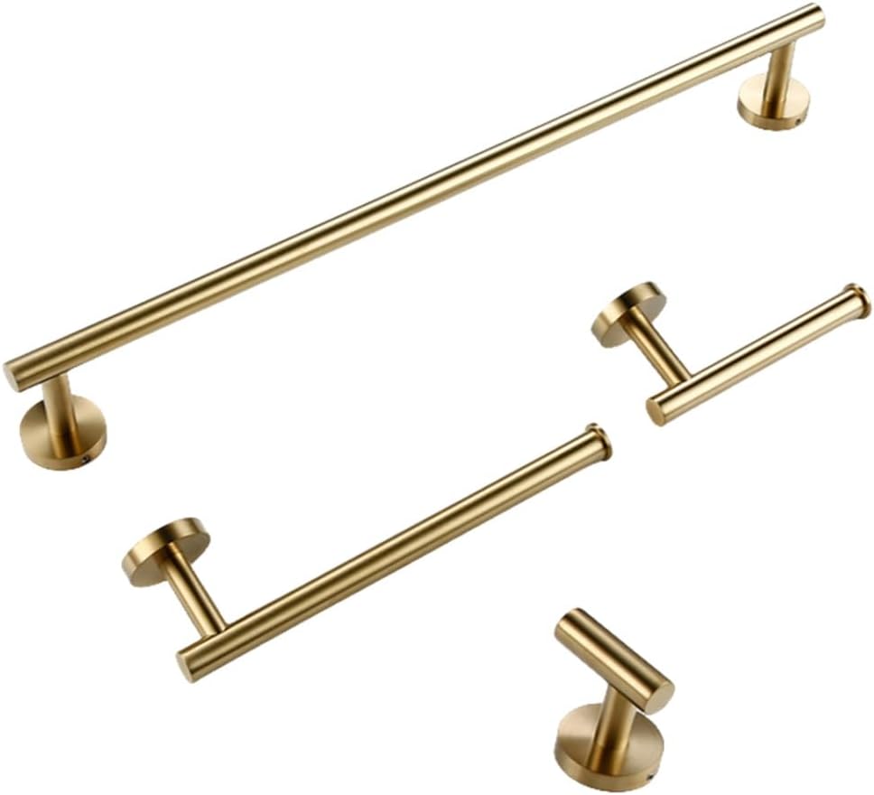 Bathroom Accessories Sets Matte Black Gunmetal Chrome Brushed Gold Robe Hook Towel Bar Paper Holder Stainless Steel,4,Piece Set BG