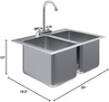 Premium Quality Stainless Steel Compartment Drop-In Sink for Kitchen, Laundry and Garage | Commercial Sink for Restaurant | NSF Certified (2 Bowl 10' x 14' x 10' with Faucet)