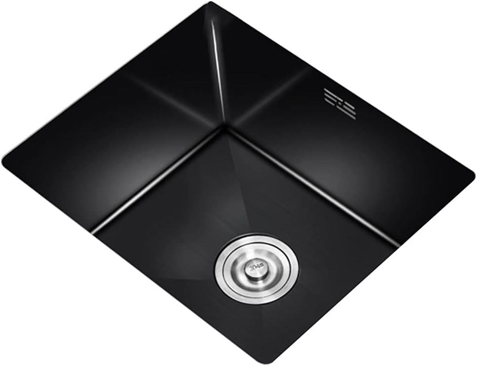 Kitchen Sink Single Bowl Bar Prep Drop-in Or Undermount Single Bowl Stainless Steel with Drain Black RV Sink (Color : Black, Size : 38×30cm) (Black 25×40cm)
