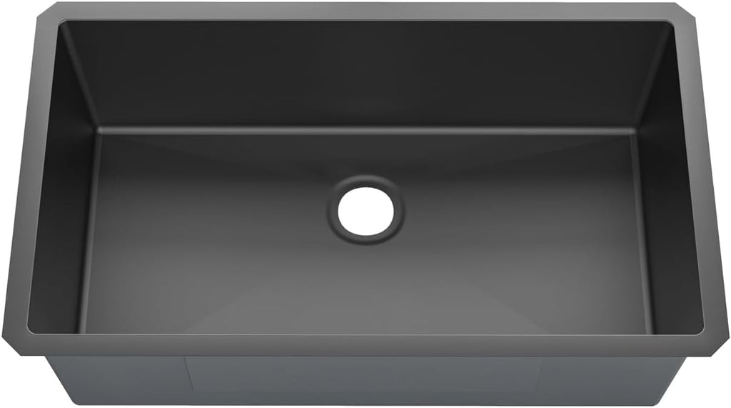 Sinber HU3219S-B 32' x 19' x 10' Undermount Single Bowl Kitchen Sink with 18 Gauge 304 Stainless Steel Black Finish (Sink Only)
