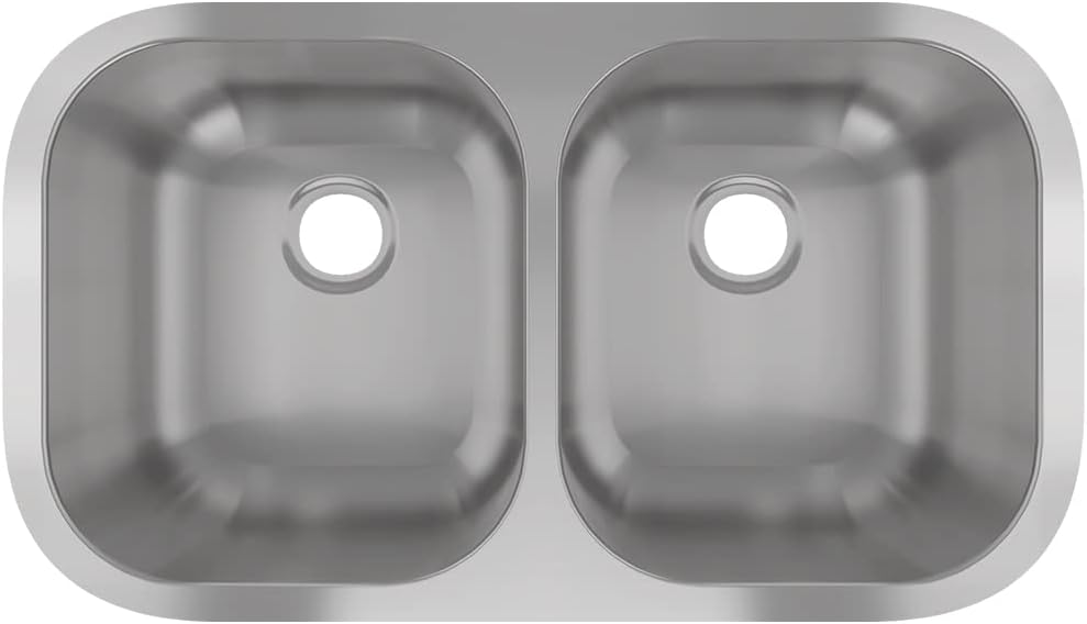 Sinber MU3218D 32' x 18' x 9' Undermount Double Bowl Kitchen Sink with 18 Gauge 304 Stainless Steel Satin Finish (Sink Only)