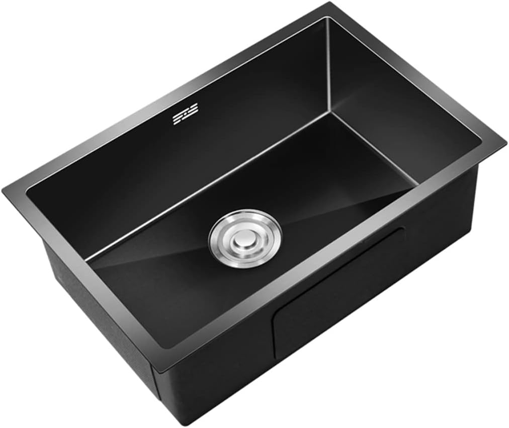 Kitchen Sink. Black Single Bowl 304 Stainless Steel RV Sink with Drain Pipe Top Mount Or Bar Sink Or Outdoor Sink (Black 50x40x22cm)