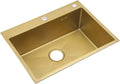 Kitchen Sink Single Bowl Bar Preparation 304 Stainless Steel with Drain Pipe and Drain Basket Drop-in Or Undermount (Color : Gold, Size : 45×40×21cm) (Gold 45×40×21cm)
