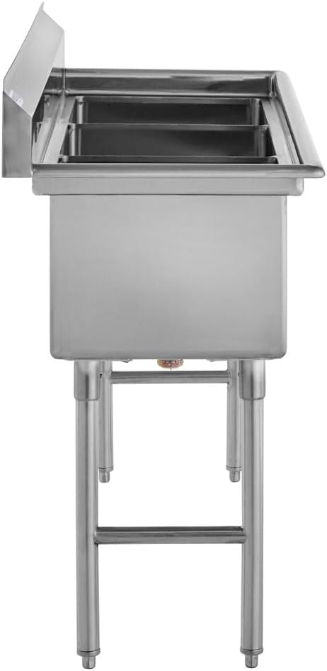 Kratos 59' 18-Gauge Stainless Steel Three Compartment Sink - 18'x18'x12' Bowls