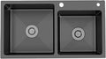 Kitchen Sink Black Double Bowl Kitchen Bar Sink Stainless Steel RV Sink with Drain Assembly Top Mount Or Undermount (Color : Black, Size : 82x45x22cm) (Black 80x45x22cm)