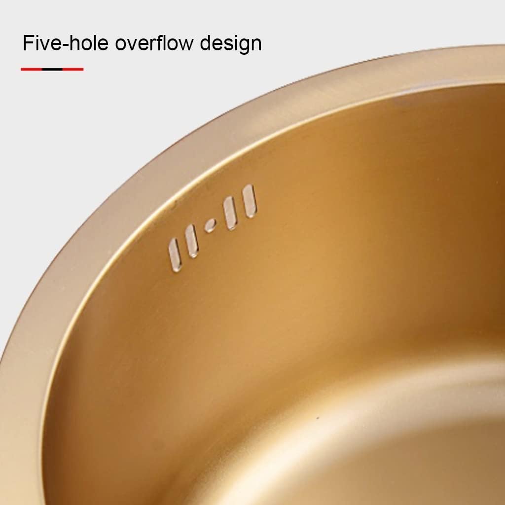 Generic 304 Stainless Steel Bar Sink Gold Single Bowl Kitchen Sink He Small Mini Balcony Sink Drop-in Or Undermount Kitchen Decoration (Color : Gold-3, Size : 32x32cm)