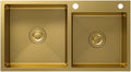 Gold Double Bowl Kitchen Sink 29.5×15.7inch Stainless Steel Bar Laundry Trough with Sink Accessories Top Mount & Undermount (Color : Gold, Size : 75x40x22cm) (Gold 75x40x22cm)