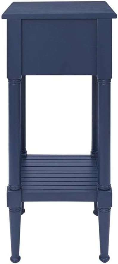 BOWERY HILL Modern Wood Accent Side Table, Navy Finish, 14' w x 13' d x 29.5' h, Starfish Knob, Coastal Style with Drawer and Shelf, Slim Design Living Room End Table or Bedroom Nightstand