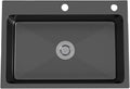 Kitchen Sink Black Square Single Bowl Kitchen Bar Prep Sink 304 Stainless Steel RV Sink Top Mount Or Undermount with Drain Pipe (Color : Black, Size : 50x40x22cm) (Black 50x40x22cm)
