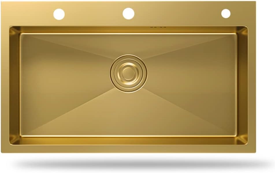 Single Bowl Kitchen Sink - Gold Kitchen Sink - Drop in & Top Mount Kitchen Sink - 16 Gauge Stainless Steel Kitchen Sinks (Color : Kit-B, Size : 53x43x22cm) (Kita 68x45x22cm)