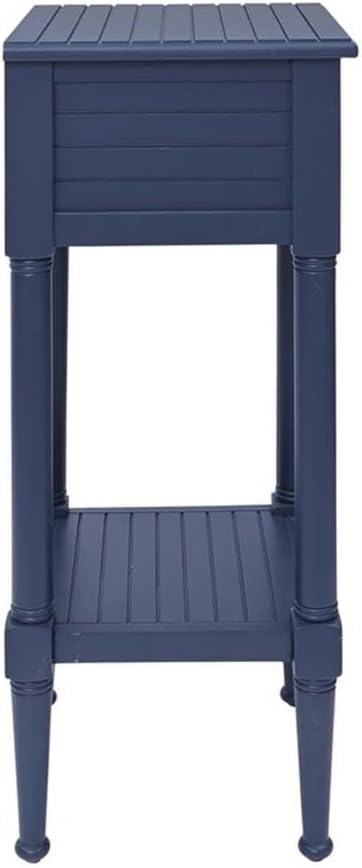 BOWERY HILL Modern Wood Accent Side Table, Navy Finish, 14' w x 13' d x 29.5' h, Starfish Knob, Coastal Style with Drawer and Shelf, Slim Design Living Room End Table or Bedroom Nightstand