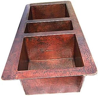 Triple Bowl Hammered Copper Kitchen Sink