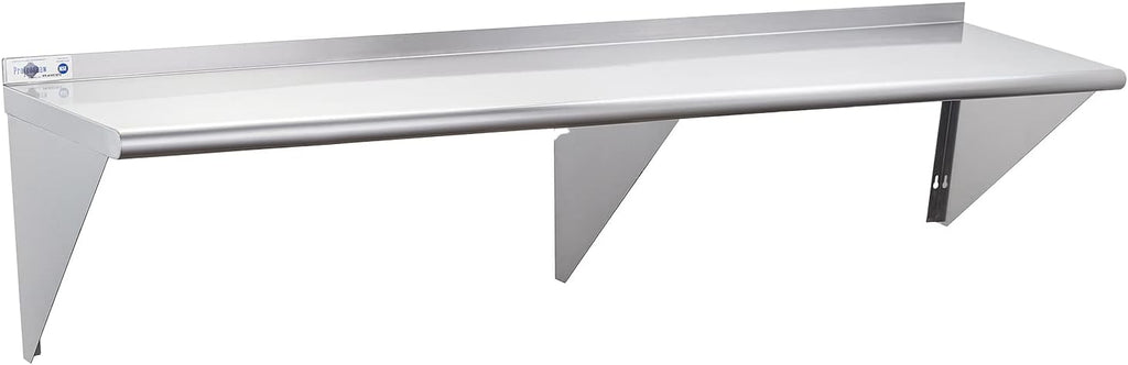 Profeeshaw NSF Stainless Steel Shelf 18' x 72', 500 lb Commercial Shelves Wall Mounted Metal Shelving with Backsplash and 2 Brackets for Restaurant, Bar, Utility Room, Kitchen and Garage