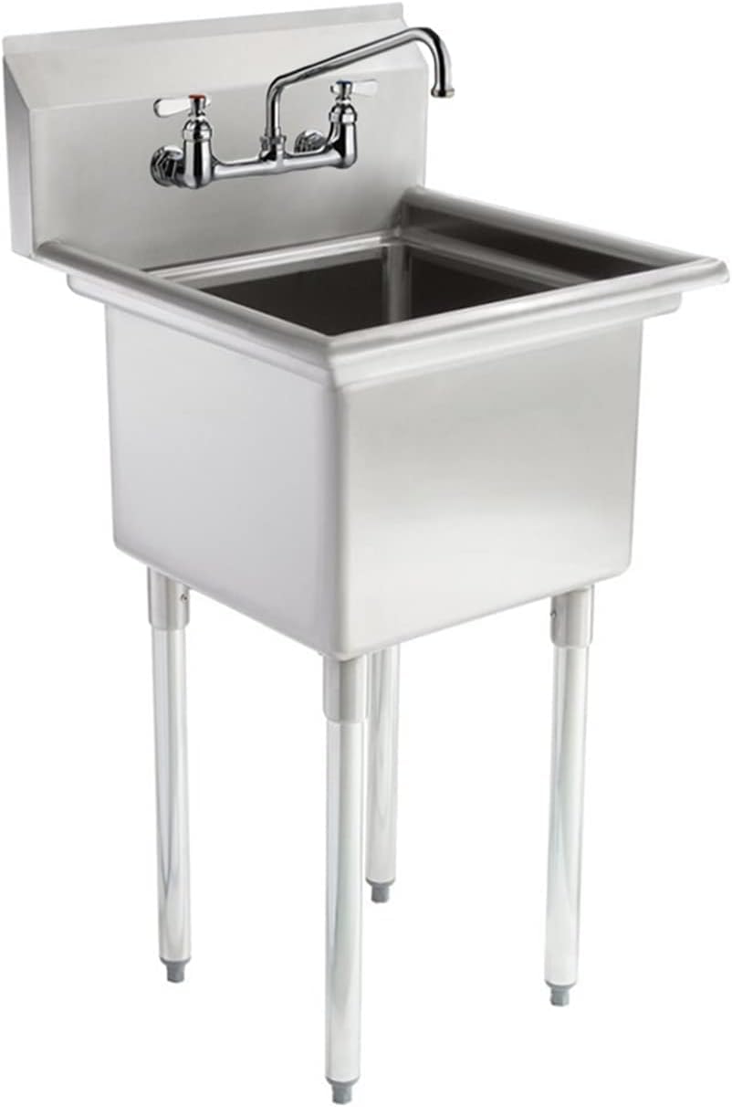 Express-KitchQuip Stainless Steel Utility Sink – 24' x 24' One Compartment | 304 Grade | NSF Certified for Restaurant, Kitchen, Garage, Laundry