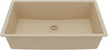 Karran Undermount 33' Large Single Bowl Granite Quartz Composite Kitchen Sink in Bisque – Extra Deep 9' Basin, Heat & Scratch Resistant, Sound Dampening, Rear Drain – QU-812