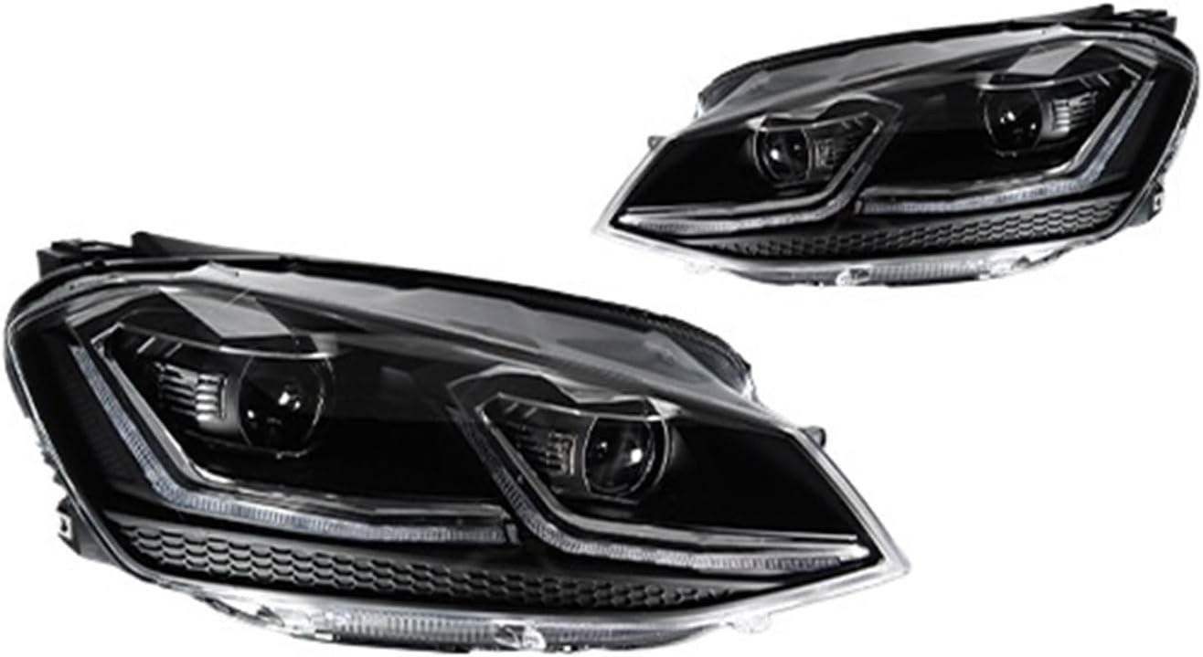 Car Lights Compatible With Golf 7 2013-2017 MK7 LED Auto Headlight Assembly And Front Grill Upgrade Dynamic Bifocal Lens LHD RHD Accessories(For Golf 7 Sliver)