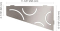 Schluter Quadrilateral Corner Shelf for Tiled Walls - Curve Design, Stainless Steel Material, Brushed Stainless Steel Finish, 3/32' Thick Anchoring Tabs - SES3D6EB
