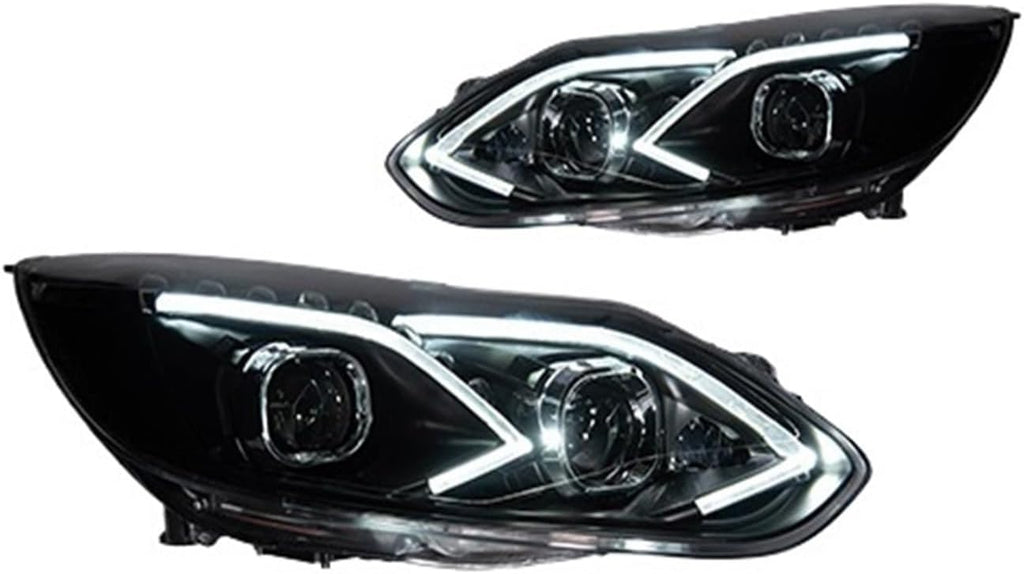 Car Lights Compatible With Focus 2012-2014 LED Auto Headlight Assembly Upgrade E-Class Design Bifocal Lens Signal Lamp Tool Accessories