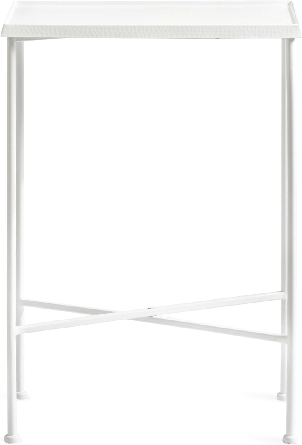 Kate and Laurel Sanzo Transitional Metal Skinny Side Table, 17 x 9 x 24, White, Rectangular Slim Bedroom Nightstand with Hammered Tabletop for Use as Bedside Accent or Living Room End Table